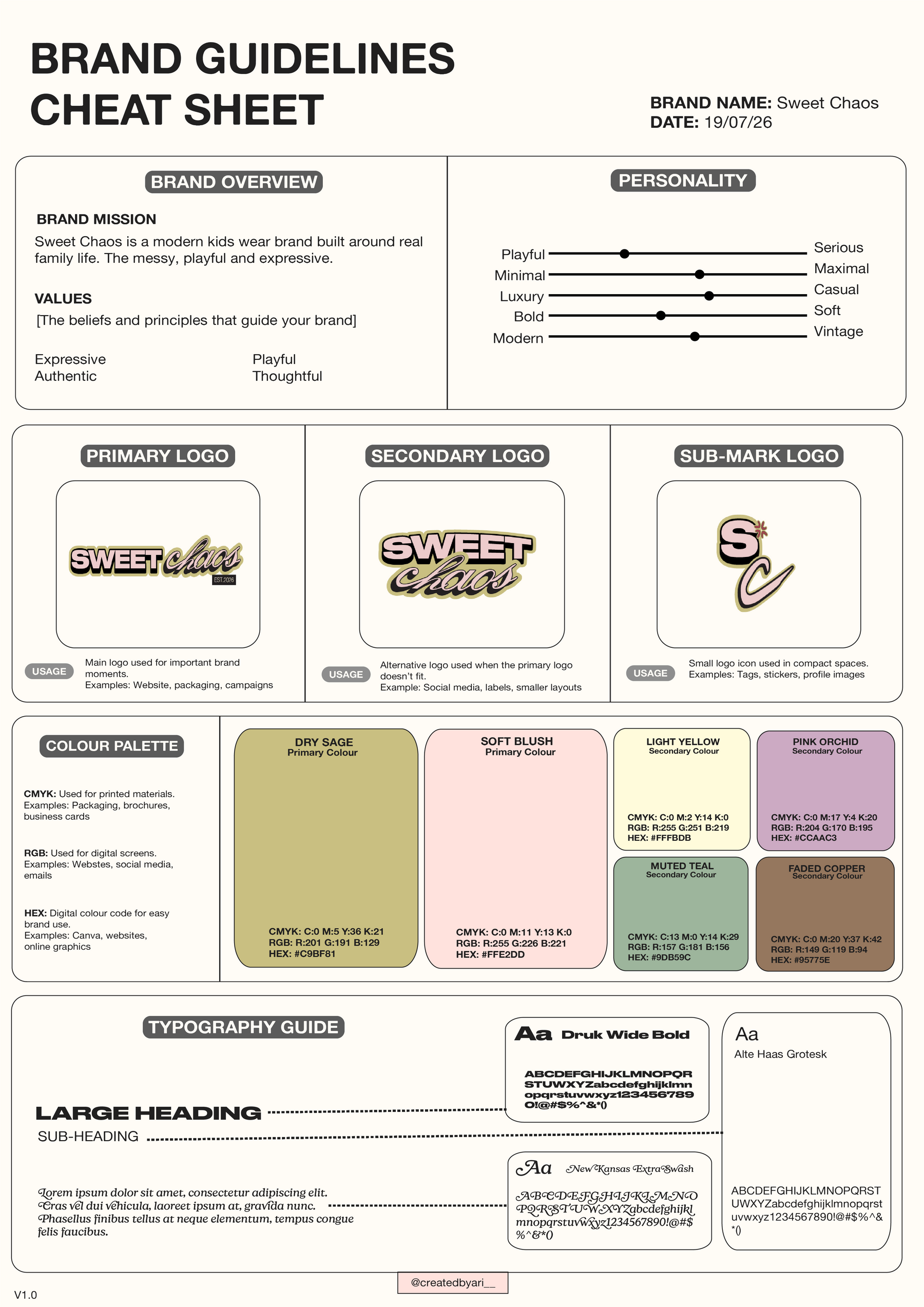Sweet Chaos brand guidelines