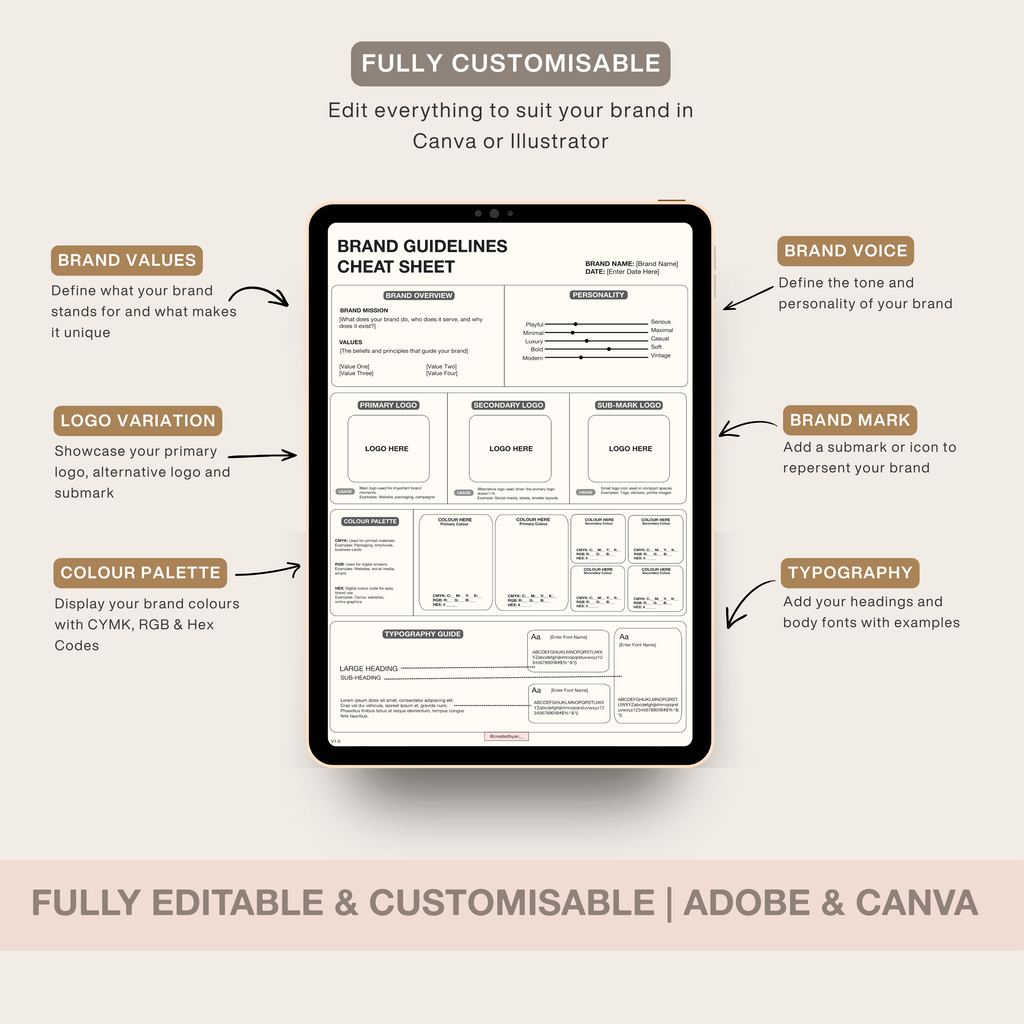 Free Brand Guidelines Cheat Sheet